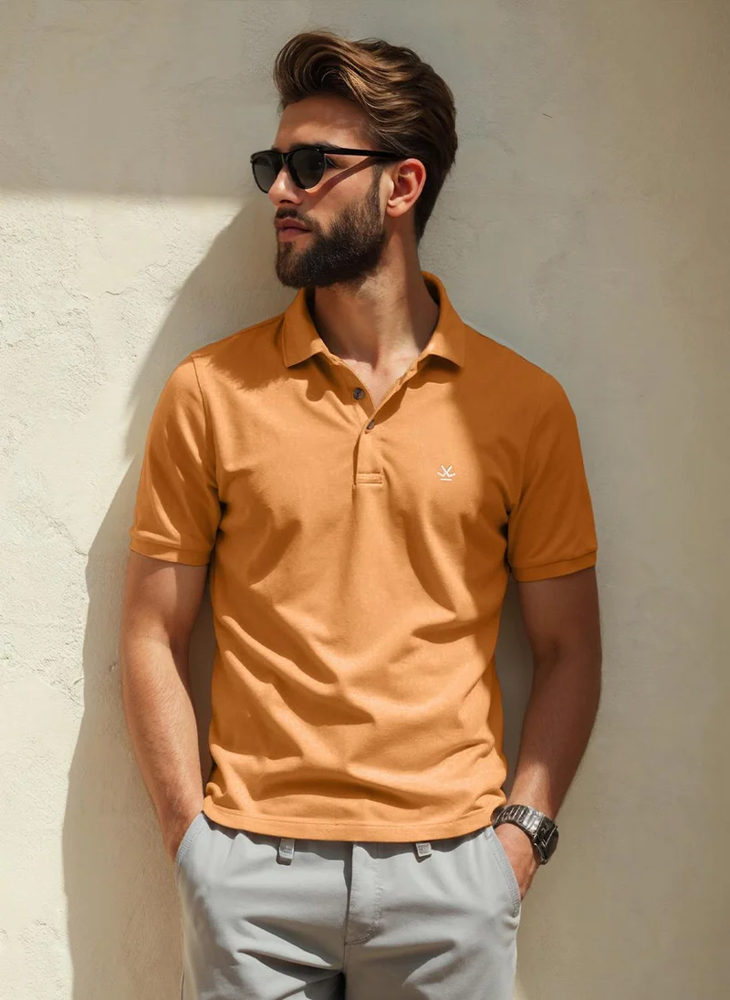 Wrogn Cotton Blend Polo T-Shirt | Orange